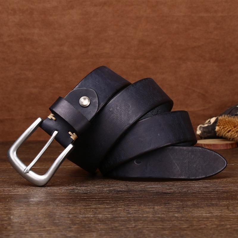 New Retro Washed Extra Thick First Layer Cowhide Belt Men's Casual Belt Men's
