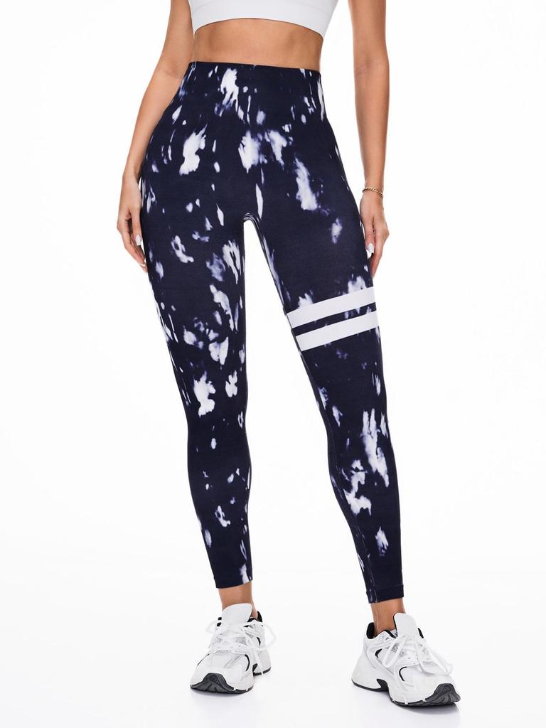 Leggings de Yoga de Cintura Alta Tie-Dye Sem Costura para Mulheres