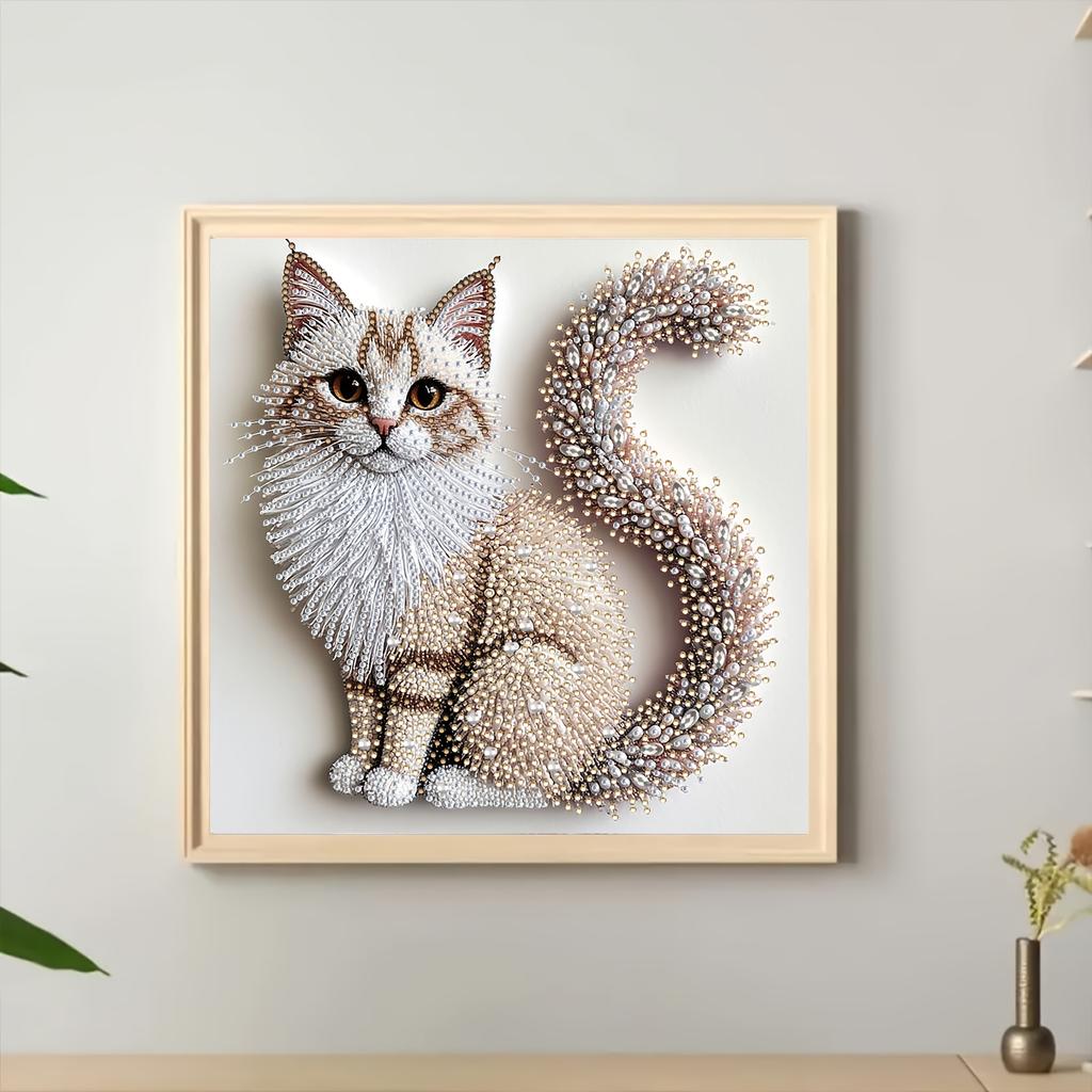 5D Diamond Painting Kit | Fluffy Kitten Theme, Handmade, 2D Print, Irregular Diamonds, Canvas, Acrylic Diamonds