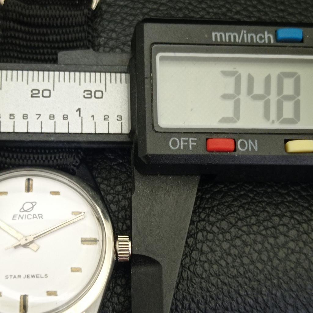 SWISS VINTAGE ENICAR STAR JEWELS 1140 HAND-WINDING MENS WHITE WATCH a702038-5 R208-a702038