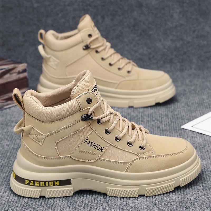 New Fashion Autumn And Winter Men's High Top Martin Boots Students Male Boys Trending Soft Sole Work Shoes Labor Protection Martin Sneakers