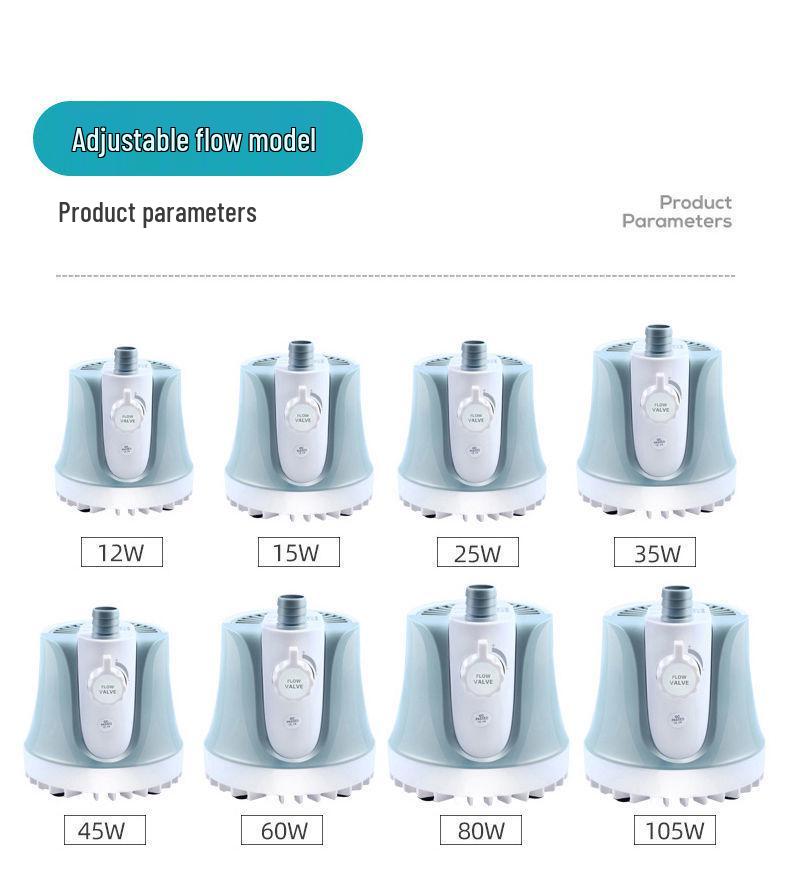 Pompă submersibilă de acvariu cu zgomot redus, cu aspirație inferioară și filtru