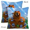 Federe Cuscino Orso Grizzly e Lemming Cartoni Animati Divano Decorativo Casa Stampa Fronte-Retro Peluche Corto Cuscino Carino