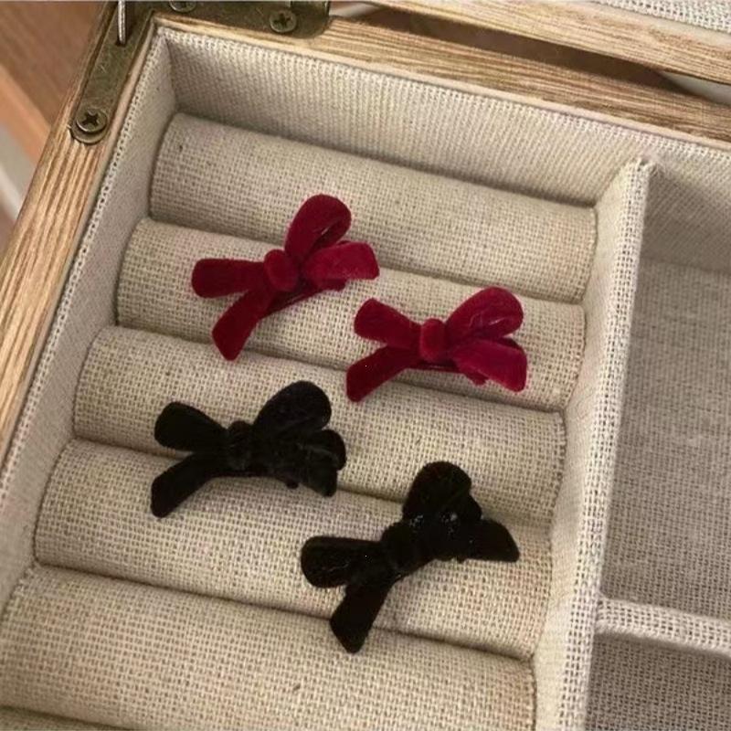 Mini Red Velvet Bow Hair Clips for Girls Sweet Candy Color Velvet Small Bow Knot Hairpins Hairgrips Barrette Hair Accessories