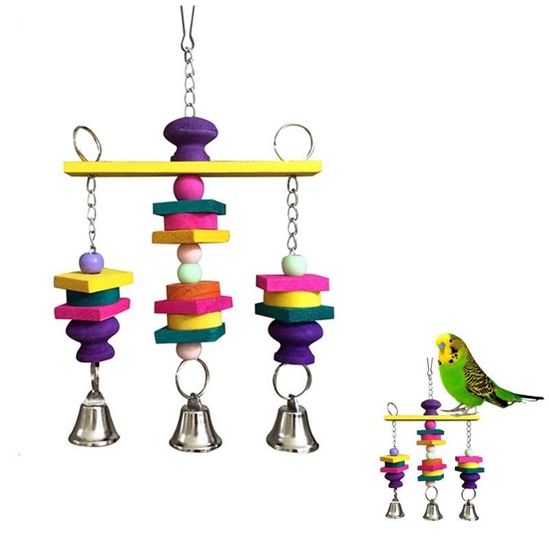 Articole pentru animale de companie de uz casnic Jucărie colorată pentru păsări Papagal Leagăn de lemn suspendat Clopoței Peruchie Papagal Mic Cockatiel Articole Unelte Accesorii