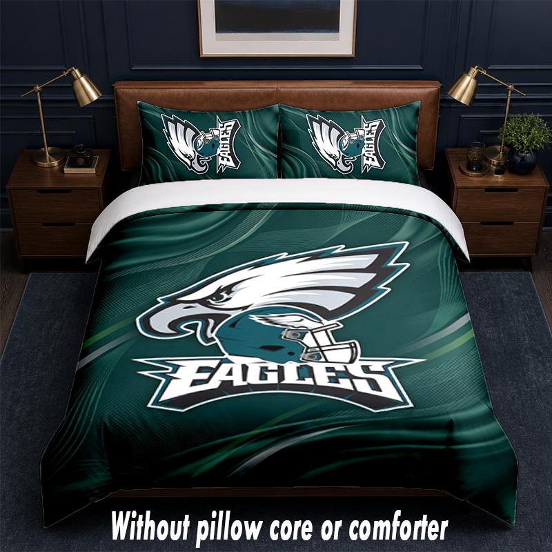 Set Biancheria da Letto Design Philadelphia Eagles 1 Copripiumino + 2 Federe Morbido Traspirante Biancheria da Letto per la Casa