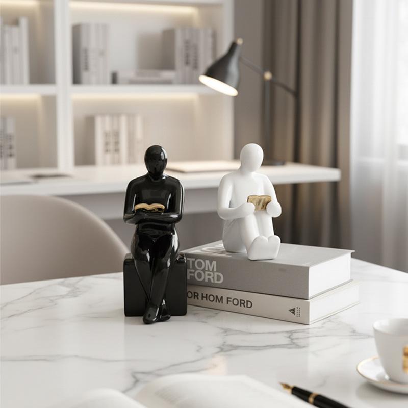 Minimalist Light Luxury Ceramic Bookend Ornament for Home Decor