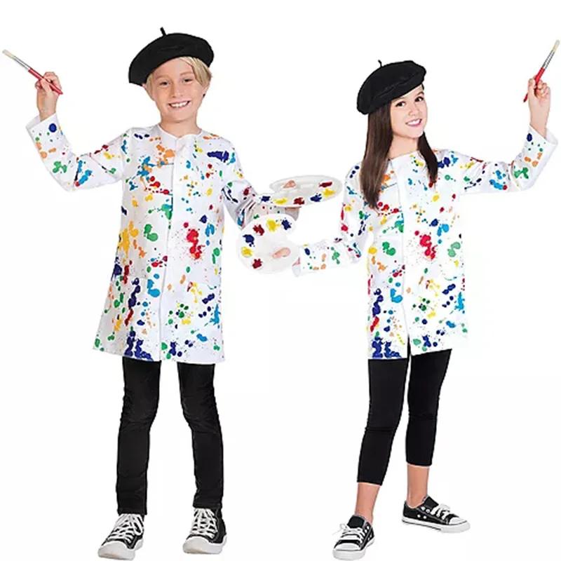 Artists Painters Stage Performance Costumes Kids Halloween Events Carnival Theme Party Cosplay Outfit Pretend Game Jacket Hat