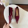 Spring and Autumn new pointed head color matching fine heel versatile fashion women's single shoes commuting ankela red high heels women