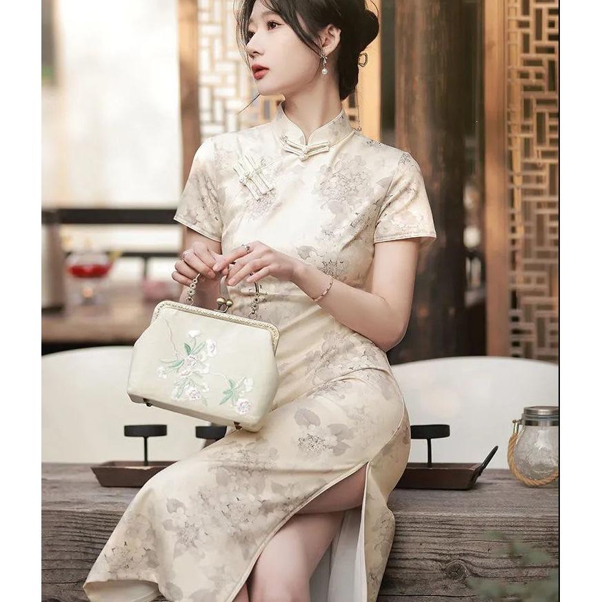 French Cheongsam 2026 New Temperament Retro Chinese Style Long Improved Version Young Girl Dress Summer