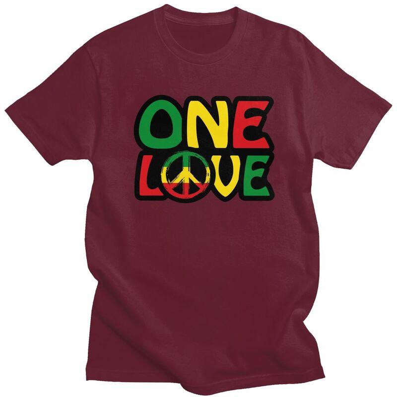 Custom ONE LOVE With Peace Symbol T Shirt for Men Tshirt Casual Tees Jamaican Reggae Tshirt Clothing