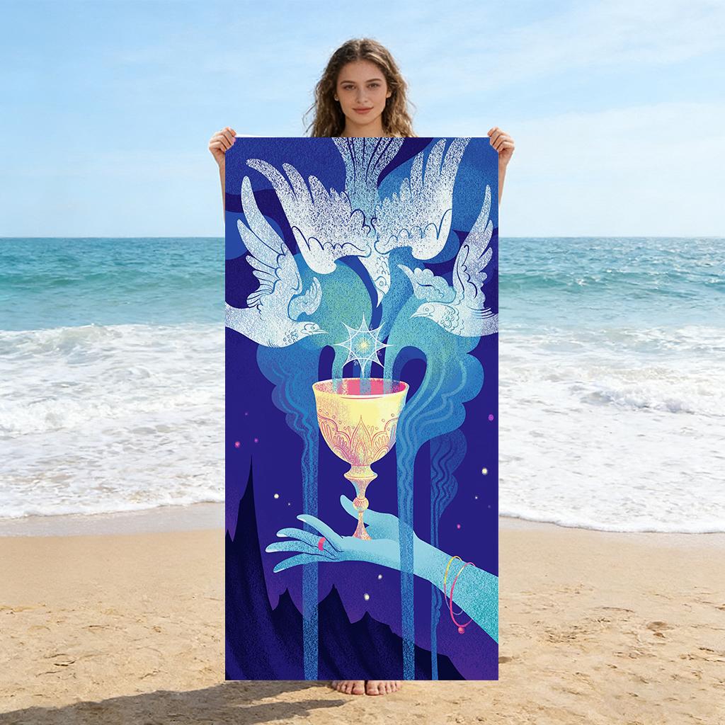 

Tarot Style Beach Towel Flowing Water and Freedom Quick-drying Towel Suitable for Seaside Pool Camping Yoga For Family Friend W40*H60(CM)