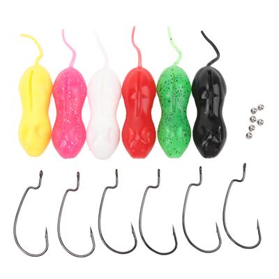 6Pcs 11cm 16g TPR Simulation Fake Fishing Lures Multi Color Mouse Shape Lures for Seawater Boat Fishing