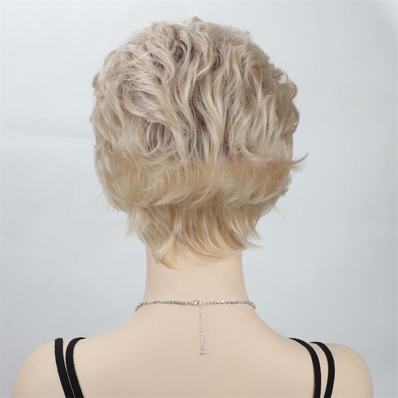 Synthetic Women's Wigs Curly Short Wigs for Women Blonde Ombre Wig Female Daily Cosplay Grandmother Mommy Wig Natural