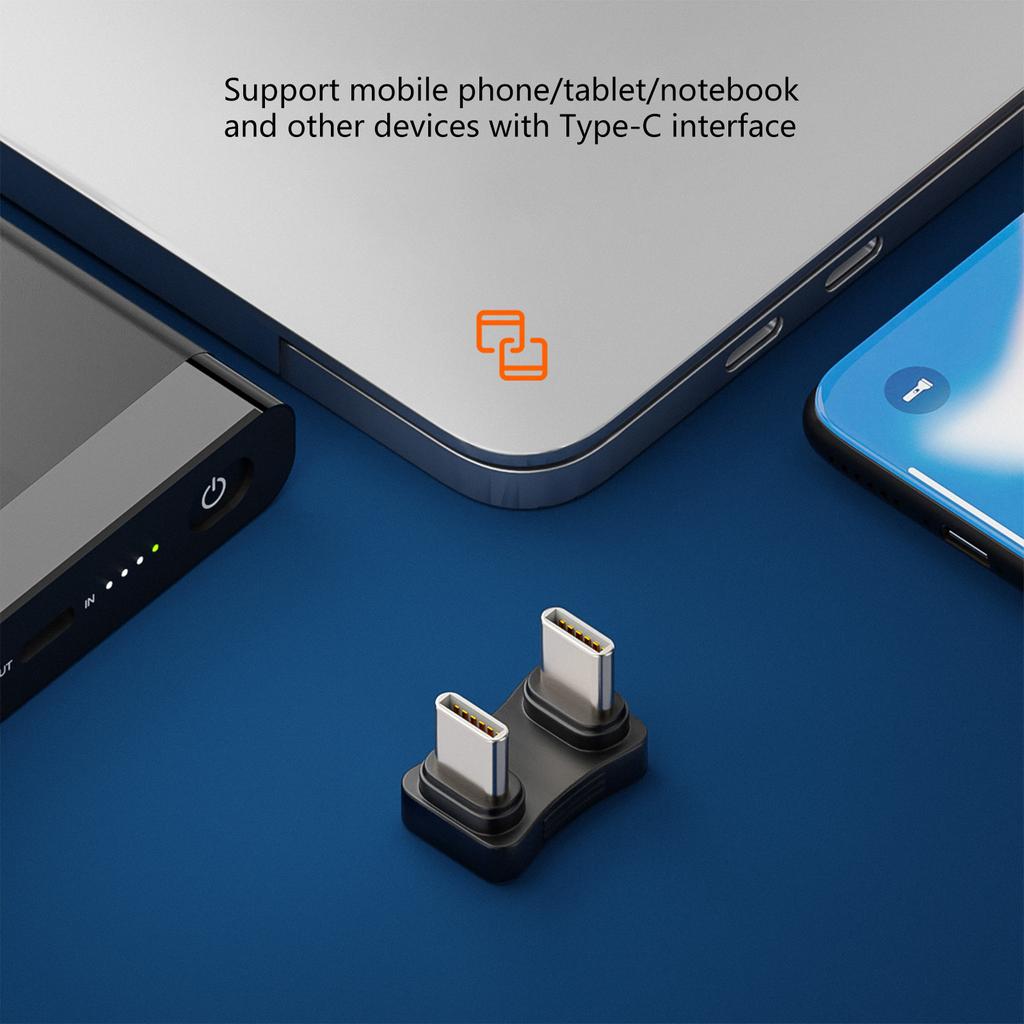180 Degree Angled U Shape Type-C Adapter Male To Male Charger Adaptor PD 65W Charging for Phone Tablet Laptops