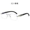 Non-Prescription Glasses Small Square Anti Blue Light Glasses Transparent Rimless Glasses Business Computer Glasses Man UV400