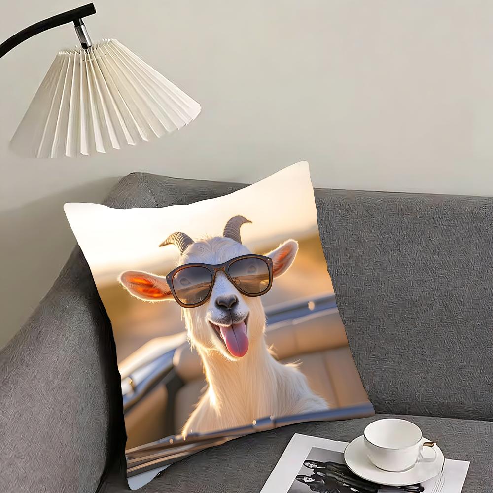 

Funny Goat Cute Cushion Cover Pillowcase Ultra Soft Skin Friendly Fabric Cloud Like Comfort Concealed Zipper 30x30cm