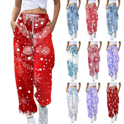Women's Casual Fashion Christmas Printed Casual Sweatpants Elastic Waist Drawstring Pants