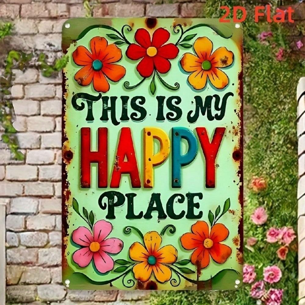 Vintage Tin Metal Sign This Is My Happy Place Retro Wall Art 8x12 Inches Home Decor 20x30