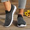 Summer New Women's Glitter Mesh Slip-On Sneakers Shiny Rhineste Breathable Lightweight Casual Walking Shoes Multiple Colors