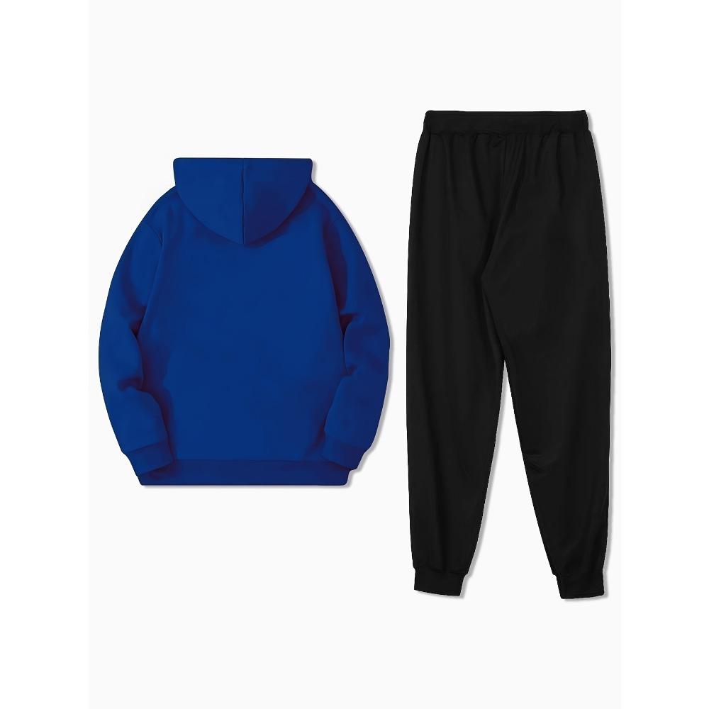 Men's Casual Printed Fashion Set, Sweatshirt Long Sleeve and Pants Two-Piece Suit for Autumn and Winter