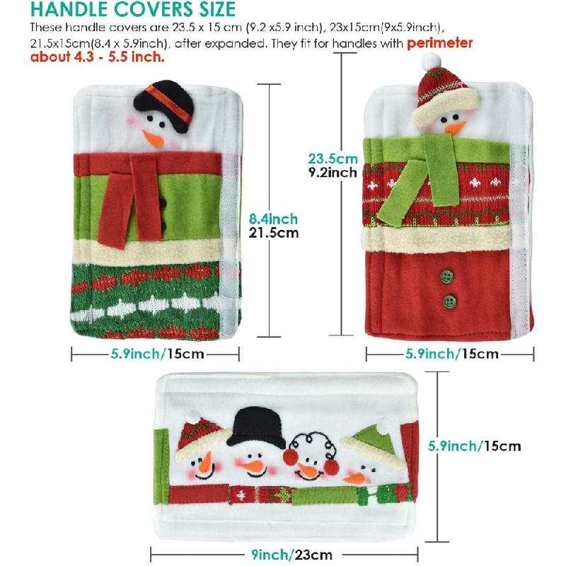 3pcs Christmas Snowman Refrigerator Door Handle Covers Kitchen Appliance Handle Covers Christmas Decoration