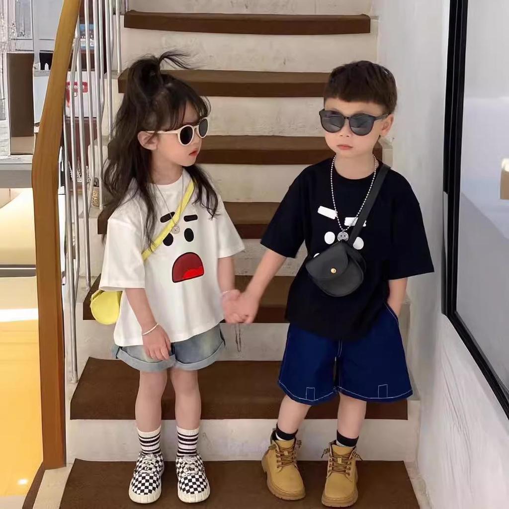 Kids' Pure Cotton Short Sleeve T-Shirt: Hong Kong Style, Trendy Summer Korean Design, Loose Fit