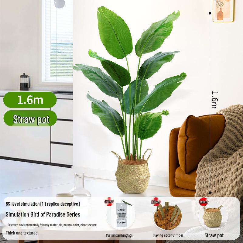 Large Artificial Traveler's Palm and Bird of Paradise Potted Tree for Indoor Decoration