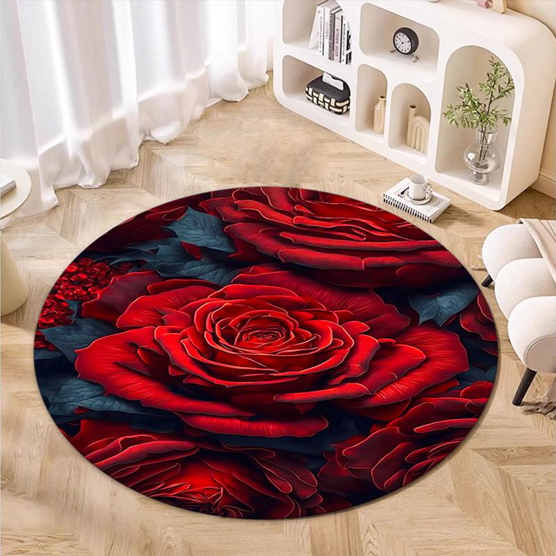 Rose Garden Elegance Round Rug Home Soft Decorative Anti Slip Yoga Table And Chair Mat Carpet Outdoor Floor Mat Carpet S5