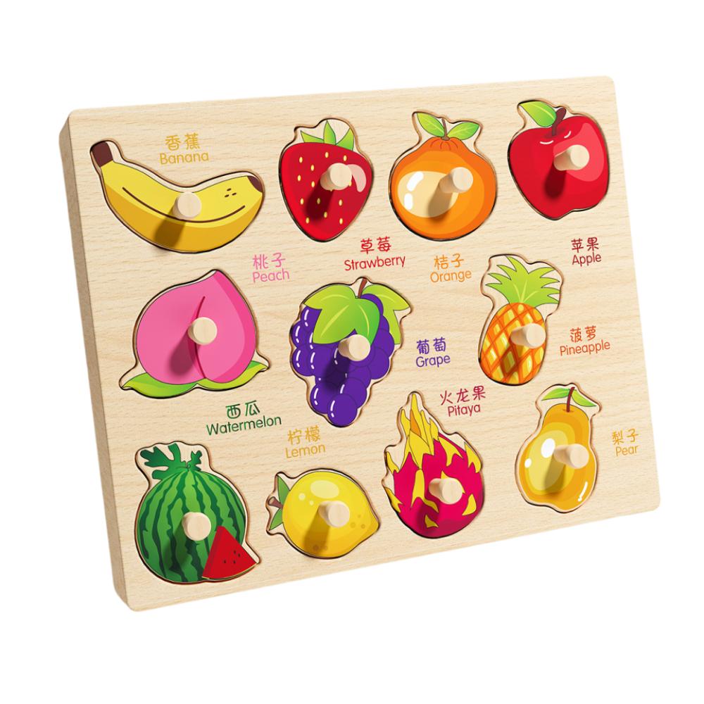 

Shape Matching Wooden Puzzle Toys Montessori Animals Fruits 3D Puzzles Toddler Learning Toys Fruit
