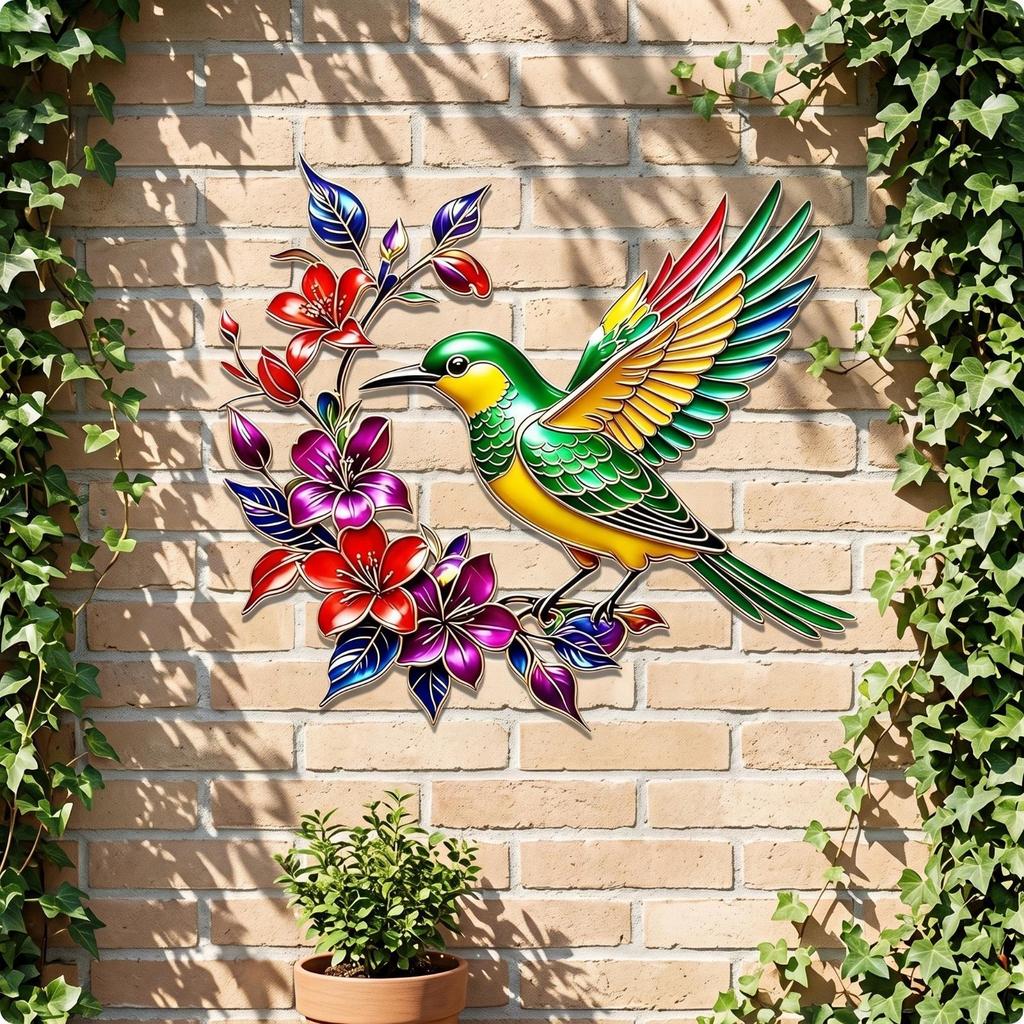 Metal Hummingbird Wall Art Decor 3D for Homeowners, Living Room, Garden, Patio