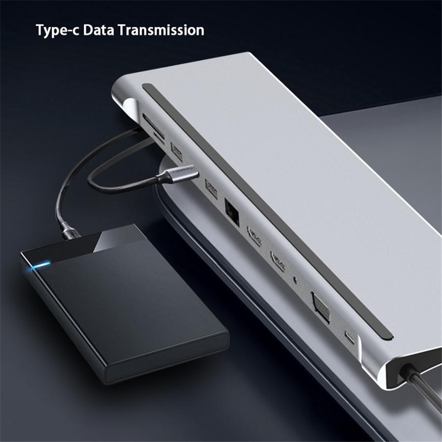 12-in-1 Typ-C Hub USB 3.0 VGA RJ45 USB-C 3,5mm Adapter für Laptop Notebook