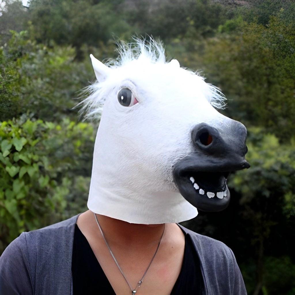 Mask Head Horse Halloween Animal Rubber Party Cosplay Costume  Accessory Adult