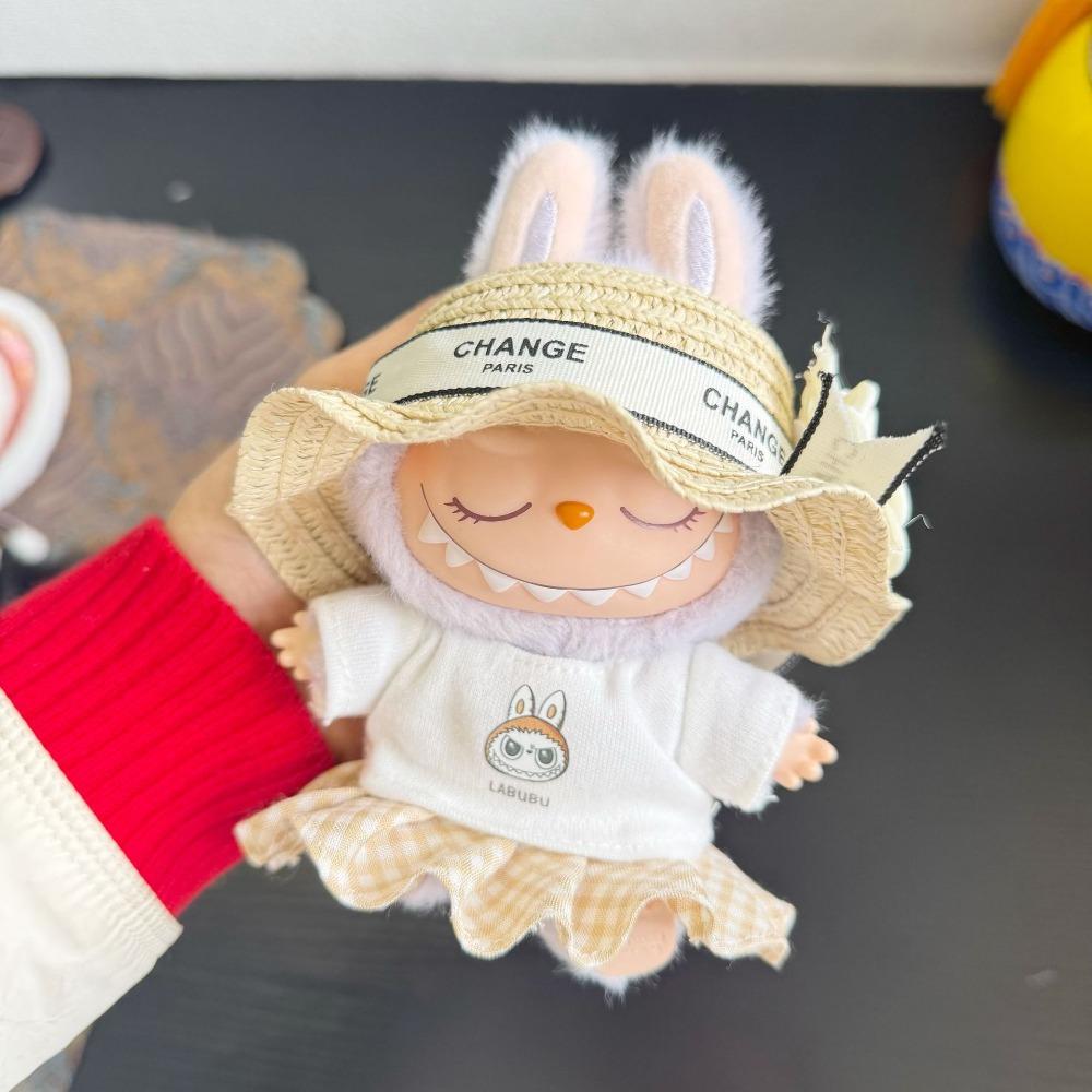 

Cool Hat 17cm Labubu Pendant Clothes T-shirt Labubu Doll s Clothes Set Children Gift style 3