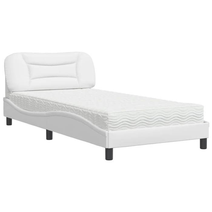 VidaXL Lit avec matelas blanc 100x200 cm similicuir 3208704