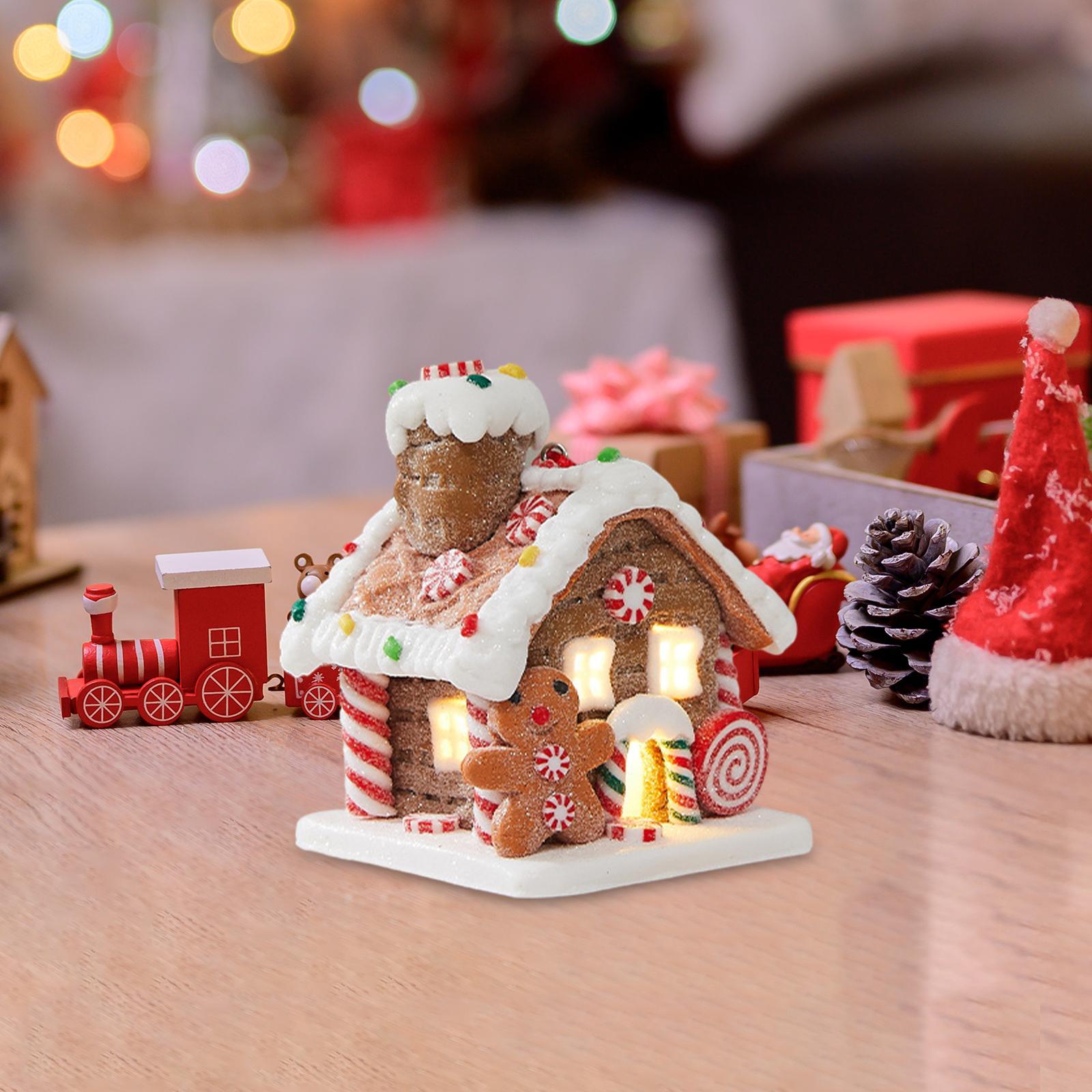 

Lighted Christmas House Figurine Pendant Decorative Gingerbread Christmas Hanging Decoration for Window Office Home Wall Door