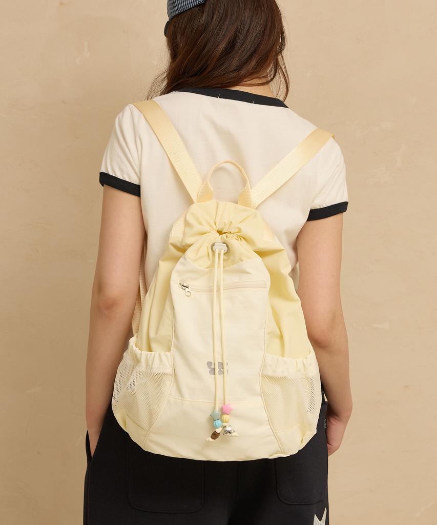 Waikei Beaded Nylon String Backpack Light Yellow