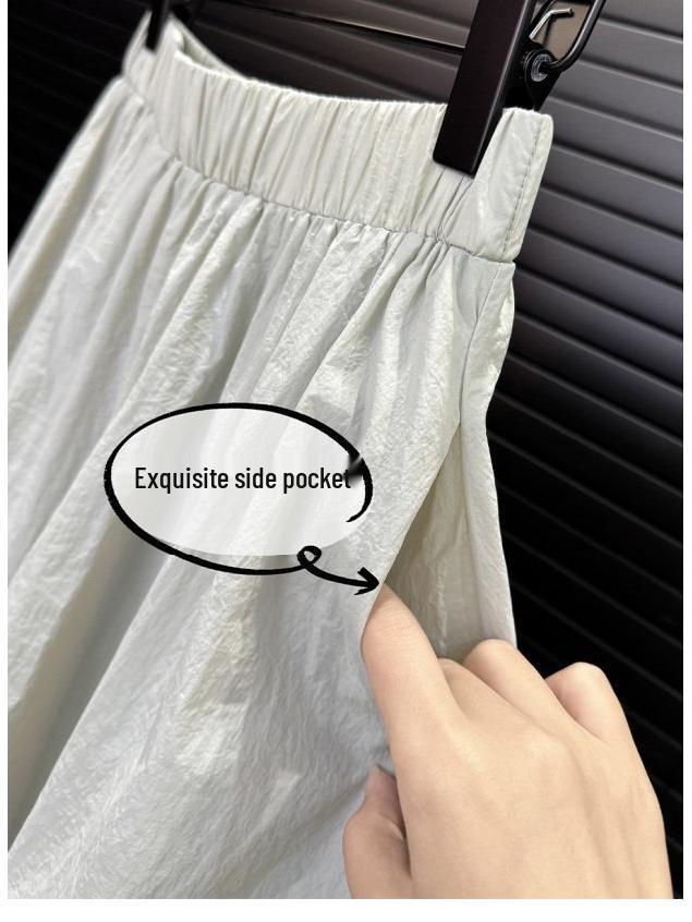 2026 Spring/Summer Women's High-Waisted Elastic Puffy A-Line Lantern Skirt - Loose, Lazy Style