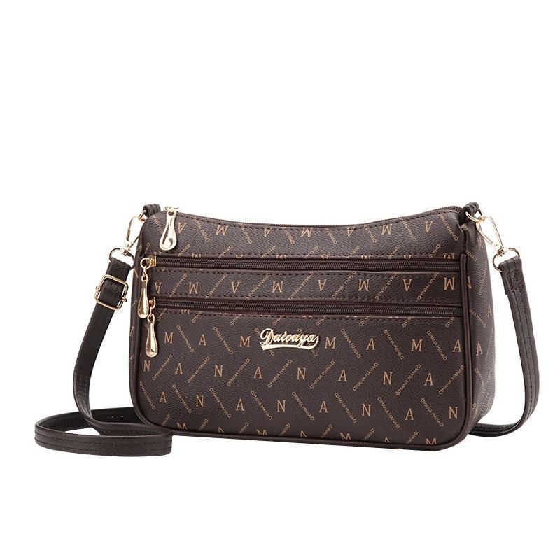 New bag multi-layer zipper oblique span bag large capacity versatile shoulder bag fashionable small square bag