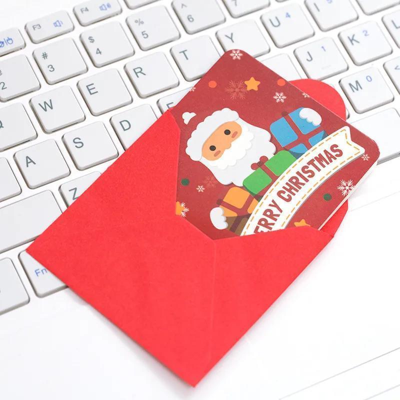 24Pcs/lot Christmas Greeting Card Kids Mini Christmas Blessing Greeting Cards Envelope New Year Postcard Gift Card Xmas Party