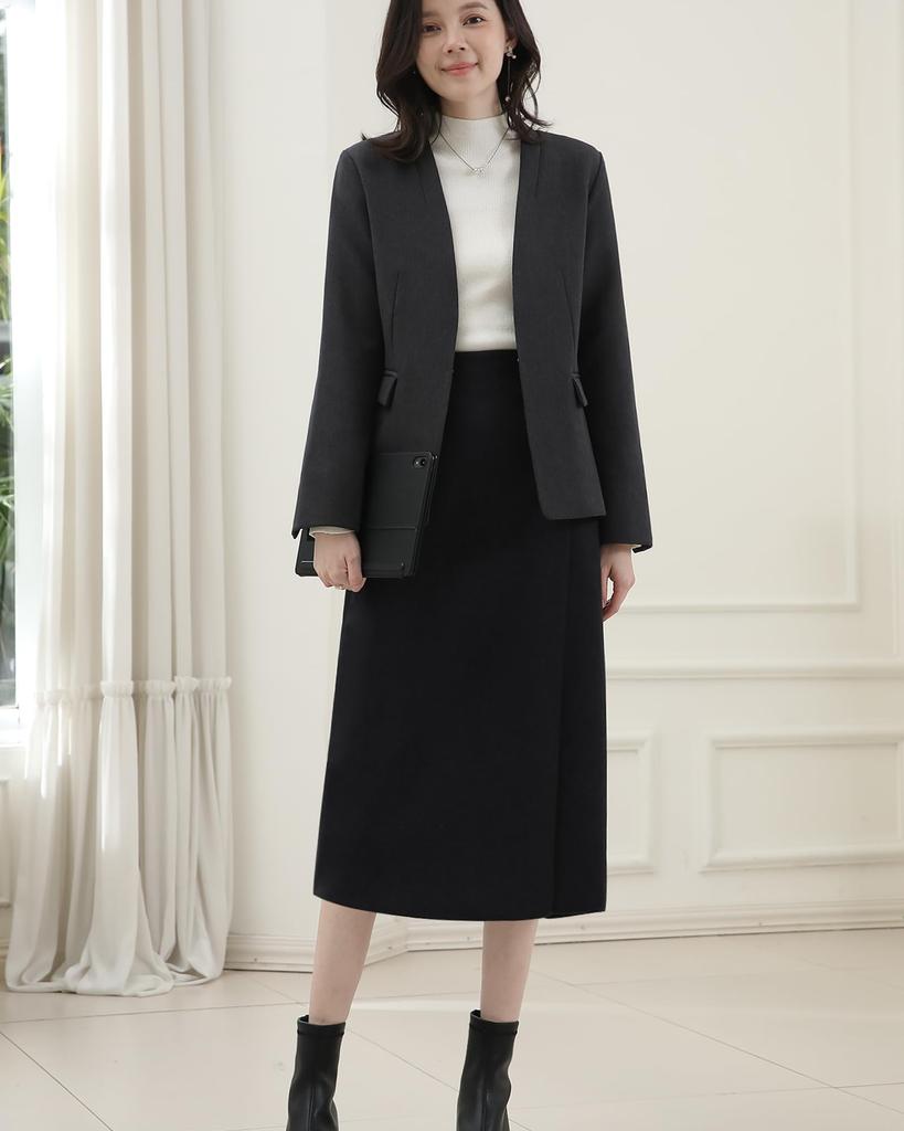 Ladyangel Tight Skirt with Slit and Elastic and Cute for and Fall and Winter Women's Knee-Length Waist, Slimming, Versatile, Warm, Stylish, Commuting,