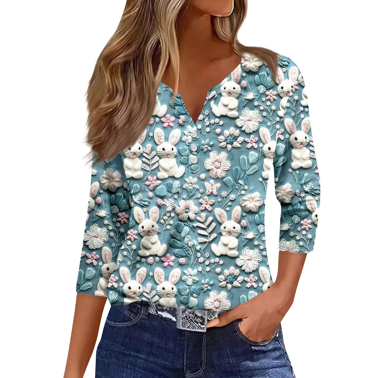 

Жіночий Модний Повсякденний Пуловер Топ з Рукавом Сім Хвилин з Великоднім Принтом XL