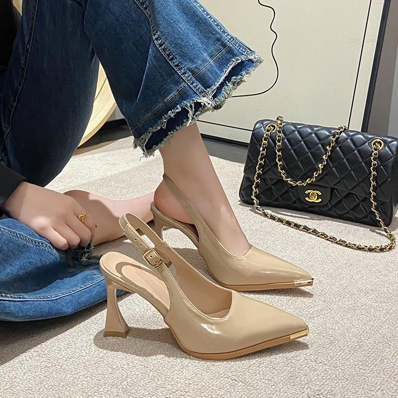Fashion Summer 2025 New Women Black Fashion Sandals Woman Heels Pumps Sexy Pointed Toe Sandalias Female High Heels Shoes Women