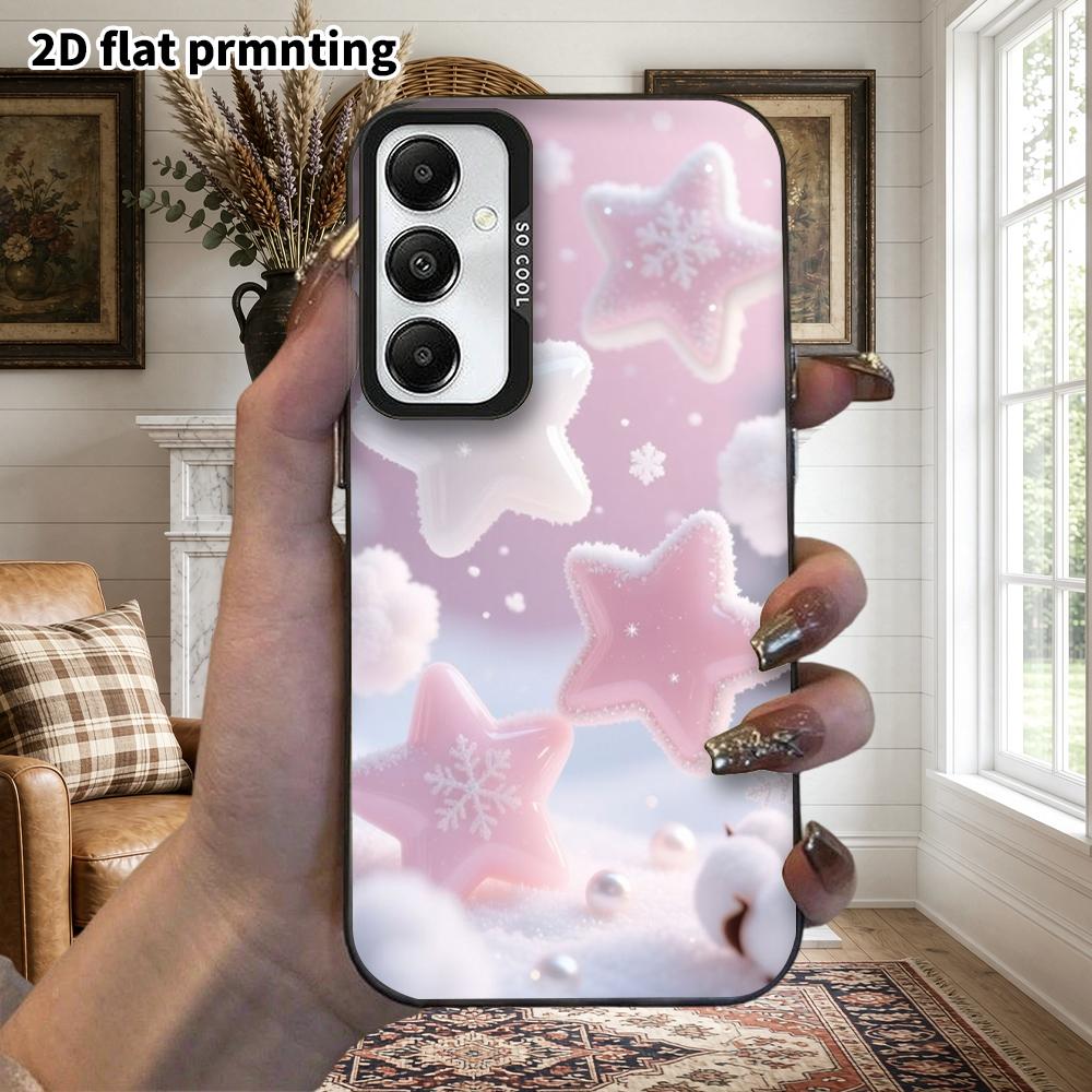 Phone Case: 2D Flat Samsung Galaxy A34 A35 M05 M06 S20 S22 S21 FE Plus 5G Protective Case, Couples Style, Frosted Stars, Christmas and Halloween Gift