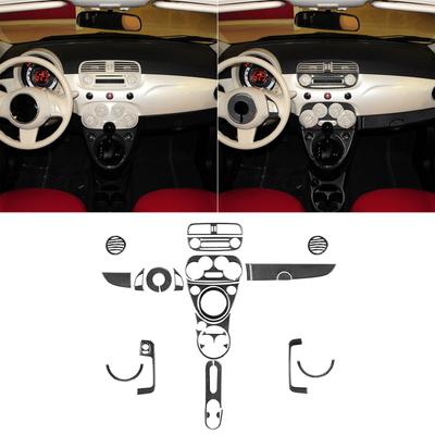 Auto-Innenverkleidungsaufkleber im Kohlefaser-Stil, Auto-Dekorationszubehör für Fiat 500 2012–2015, Auto-Styling