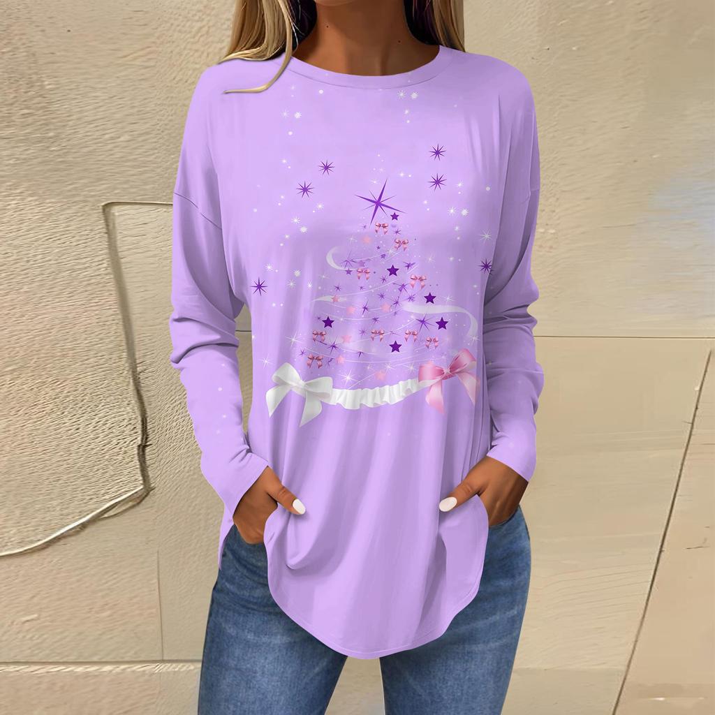 Women's Loose Comfortable Casual Fashion V-Neck Christmas Print Long Sleeve Hoodie