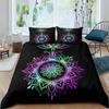 2/3dílná Sada na postel Bohemian Lotus Sada povlaku na přikrývku Mandala Květinový povlak na přikrývku Pro dospělé Černá Polyesterová sada ložního prádla Queen King Twin Pro teenagery