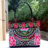 Ethnic Style Double-Sided Embroidery Lace Wooden Beads Vintage Canvas Women's Tote Handbag - Unique Retro Design for Stylish Ladies