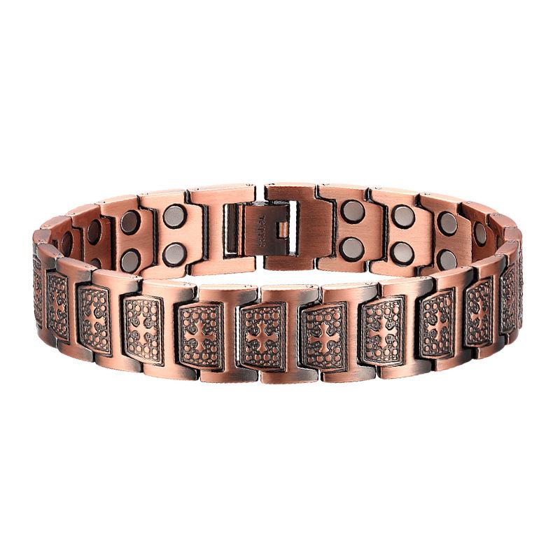 Jewelry Vintage Cross Magnet Negative Ion Magnetic Therapy Copper Bracelet Men's Jewelry