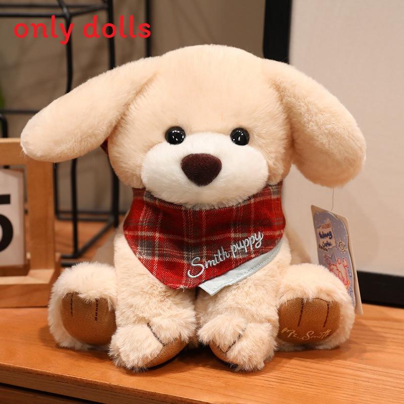 Bear Rabbit Dog Plush Toys With Checkered Scarf Decoration For Kids Birthday Gift
